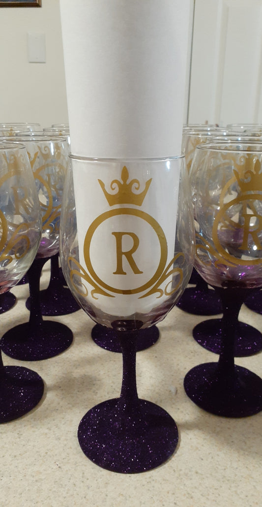 Custom Glitter Wine Glass